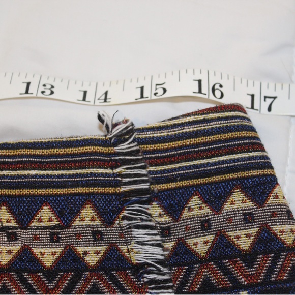 Cato Mini Skirt Sz 12 EUC Fringe Tapestry Native Print Woven - Picture 6 of 11